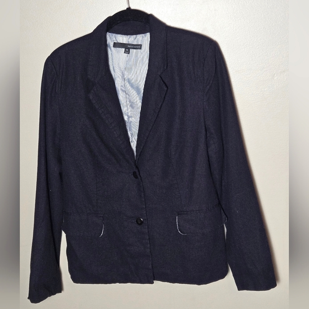 Harve Bernard Linen‎ Blend Closet Staple Preppy Academia Blazer, Size 10